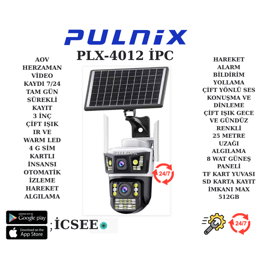 AOV TEKNOLİJİSİ PULNİX PLX-4012 İPC 7/24 KAYIT İCSEE