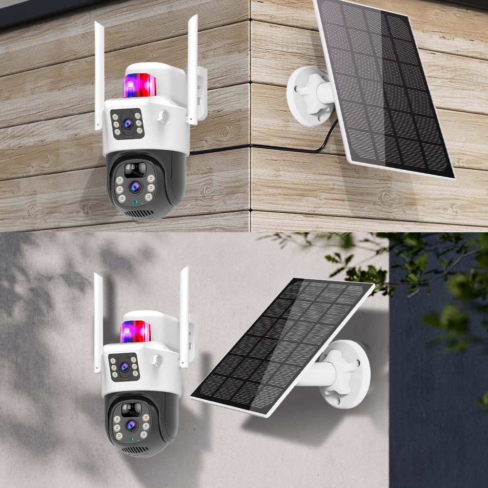 4G SOLAR KAMERA AOV 7/24 ESİM PULNİX PLX-7003İPC ÇİFT KAMERALI SİMKARTLI KAMERA