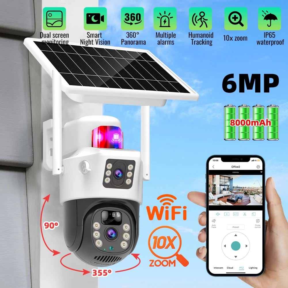 4G SOLAR KAMERA AOV 7/24 ESİM PULNİX PLX-7003İPC ÇİFT KAMERALI SİMKARTLI KAMERA