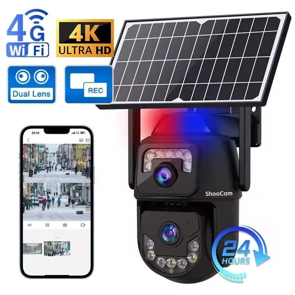 WİFİ SOLAR KAMERA PULNİX PLX -4014 AOV TEKNOLOJİSİ 7/24 KAYIT V 380 APP