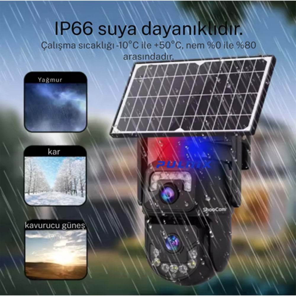 WİFİ SOLAR KAMERA PULNİX PLX -4014 AOV TEKNOLOJİSİ 7/24 KAYIT V 380 APP