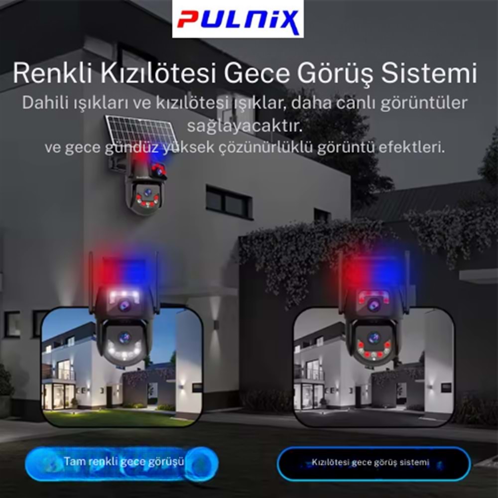 WİFİ SOLAR KAMERA PULNİX PLX -4014 AOV TEKNOLOJİSİ 7/24 KAYIT V 380 APP