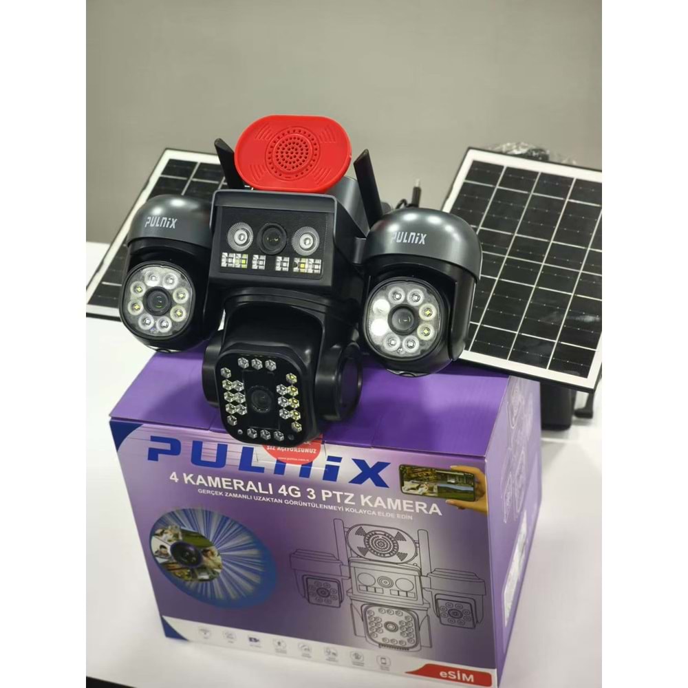 SOLAR 4G KAMERA E-SİM PULNİX PLX-7006 İPC 4 KAMERALI 3 PTZ HİEASY