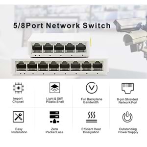 8 PORT 10/100MBPS MASAÜSTÜ SWİTCH
