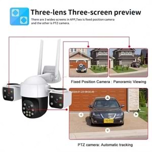WİFİ KAMERASI PULNİX PLX-9003V İPC 3 KAMERALI WİFİ V380PRO APP