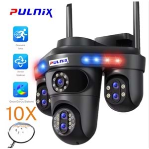 WİFİ KAMERA 4 KAMERALI 3 KAMERA HAREKETLİ PTZ PULNİX PLX-7004 İPC FVİDEO