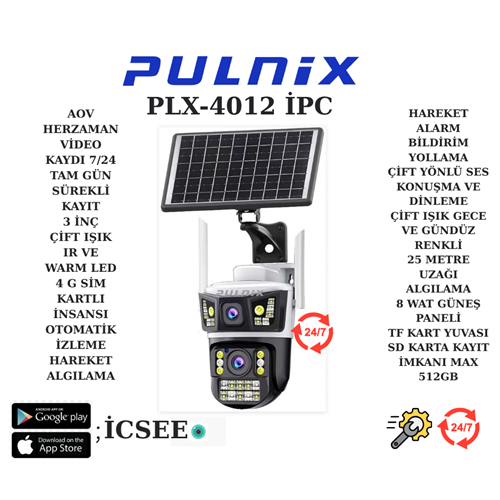 AOV TEKNOLİJİSİ PULNİX PLX-4012 İPC 7/24 KAYIT İCSEE