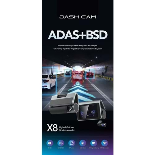 ARAÇ KAMERASI DASH CAM 4K+2K PULNİX PLX-X8