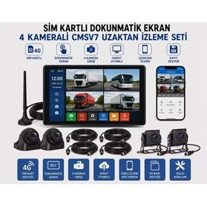 ARAÇ MONİTÖR SETİ PULNİX PLX-704 10 İNCH DOKUNMATİK 4G 4 KAMERA VE KABLO