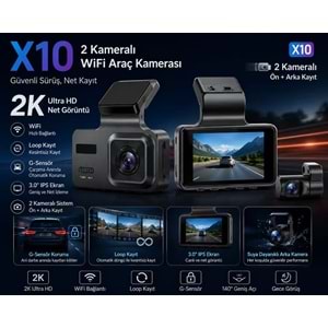 ARAÇ KAMERASI 2K ÇİFT KAMERALI WİFİ GSENSÖR LOOP REC PULNİX X-10